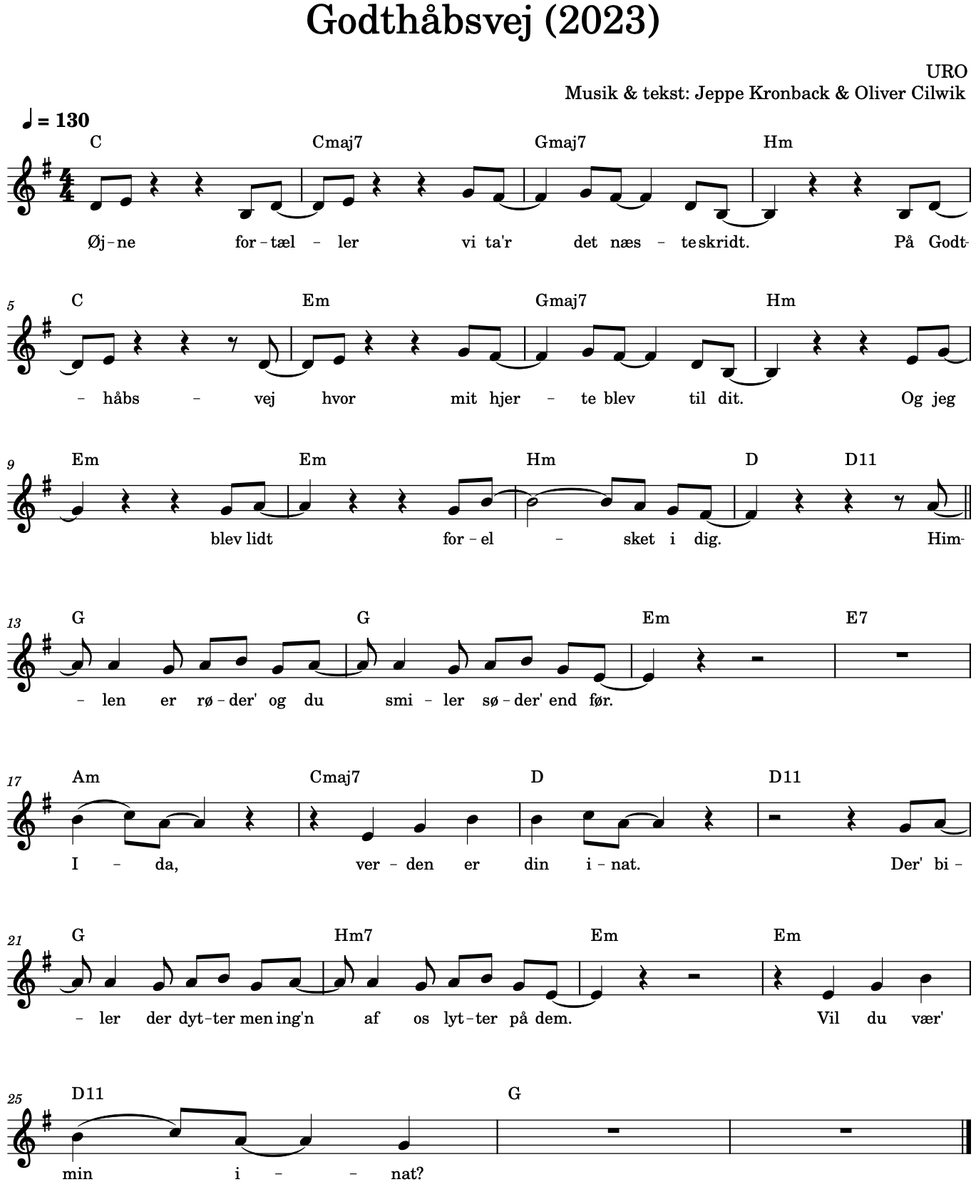 Godthåbsvej (2023). URO. Musik & tekst: Jeppe Kronback & Oliver Cilwik.